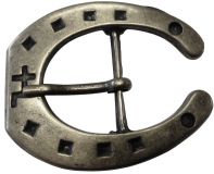 Gürtelschnalle Hufeisen 3,0 cm Altsilber
