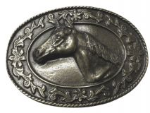 Gürtelschnalle Pferdekopf 3,0 cm Altsilber