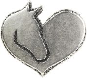 Gürtelschnalle Pferdekopf mit Herz 3,0 cm Altsilber