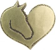 Gürtelschnalle Pferdekopf mit Herz 3,0 cm Altmessing