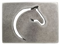 Gürtelschnalle Pferdekopf 3,0 cm Altsilber