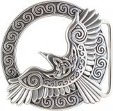 Gürtelschnalle Celtic Crow 4,0 cm Silber