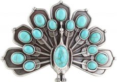 Gürtelschnalle Pfau 4,0cm Silber