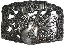 Gürtelschnalle Gitarre von 1973 4,0 cm Silber