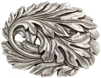 Gürtelschnalle Blätter 4,0 cm Silber