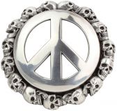 Gürtelschnalle Peace and Death 4,0 cm Silber