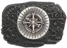 Gürtelschnalle Compass 4,0 cm Silber / Schwarz