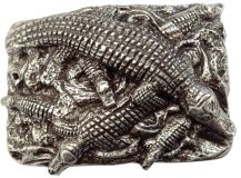 Gürtelschnalle Crocodile Pit 4,0 cm Silber