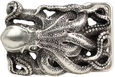 Gürtelschnalle Oktopus 4,0 cm Silber