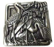 Gürtelschnalle Storchen Pärchen 4,0 cm Silber