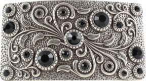 Gürtelschnalle Black Flowers 4,0cm Silber