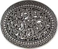 Gürtelschnalle Flower Bling 4,0 cm Silber