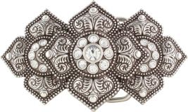 Gürtelschnalle Flowered Bling 4,0 cm Silber
