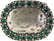 Gürtelschnalle Rounded Bling 4,0 cm Grün