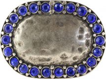 Gürtelschnalle Rounded Bling 4,0 cm Blau