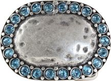 Gürtelschnalle Rounded Bling 4,0 cm Hellblau