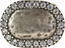 Gürtelschnalle Rounded Bling 4,0 cm Silber / Kristall