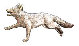 Ansteckpin Fuchs im Trab Altsilber
