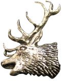Ansteckpin Hirschkopf röhrend Altsilber