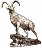 Ansteckpin Steinbock auf Fels Altsilber