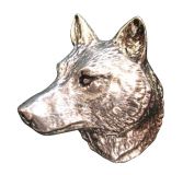 Ansteckpin Wolf Kopf Altsilber