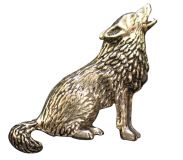 Ansteckpin Wolf heulend Altsilber