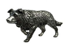 Ansteckpin Border Collie Altsilber