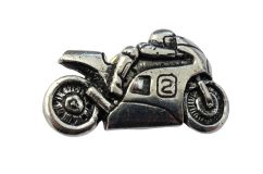 Ansteckpin Motorrad Altsilber