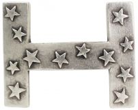 Gürtelschnalle H mit Sternen 4,0 cm Altsilber