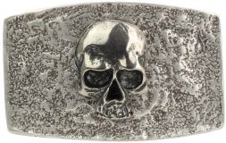 Gürtelschnalle Totenkopf 4,0 cm Altsilber