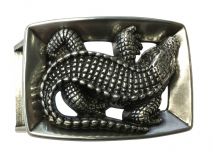 Gürtelschnalle Kroko gerahmt 2,5cm Silber