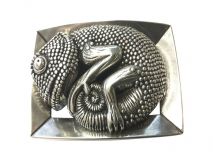 Gürtelschnalle Kroko Chamäleon gerahmt 2,5cm Silber