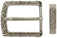 Gürtelschnalle mit Schlaufe 4,0 cm Altsilber